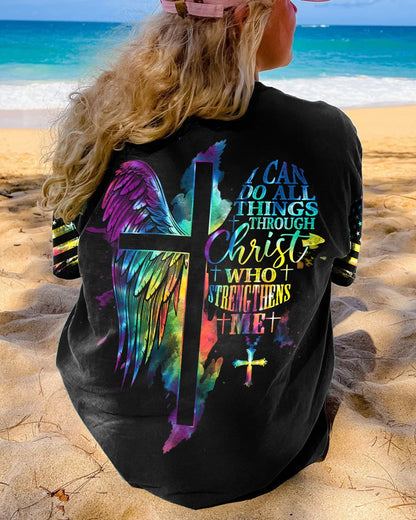 I Can Do All Things Through Christ Half Wings Colorful Women's All Over Print Shirt - Tlty2506234, easychoo.com