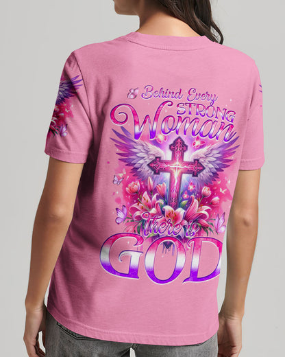 Behind Every Strong Woman There Is God Women's All Over Print Shirt - Tyqy1106241, easychoo.com