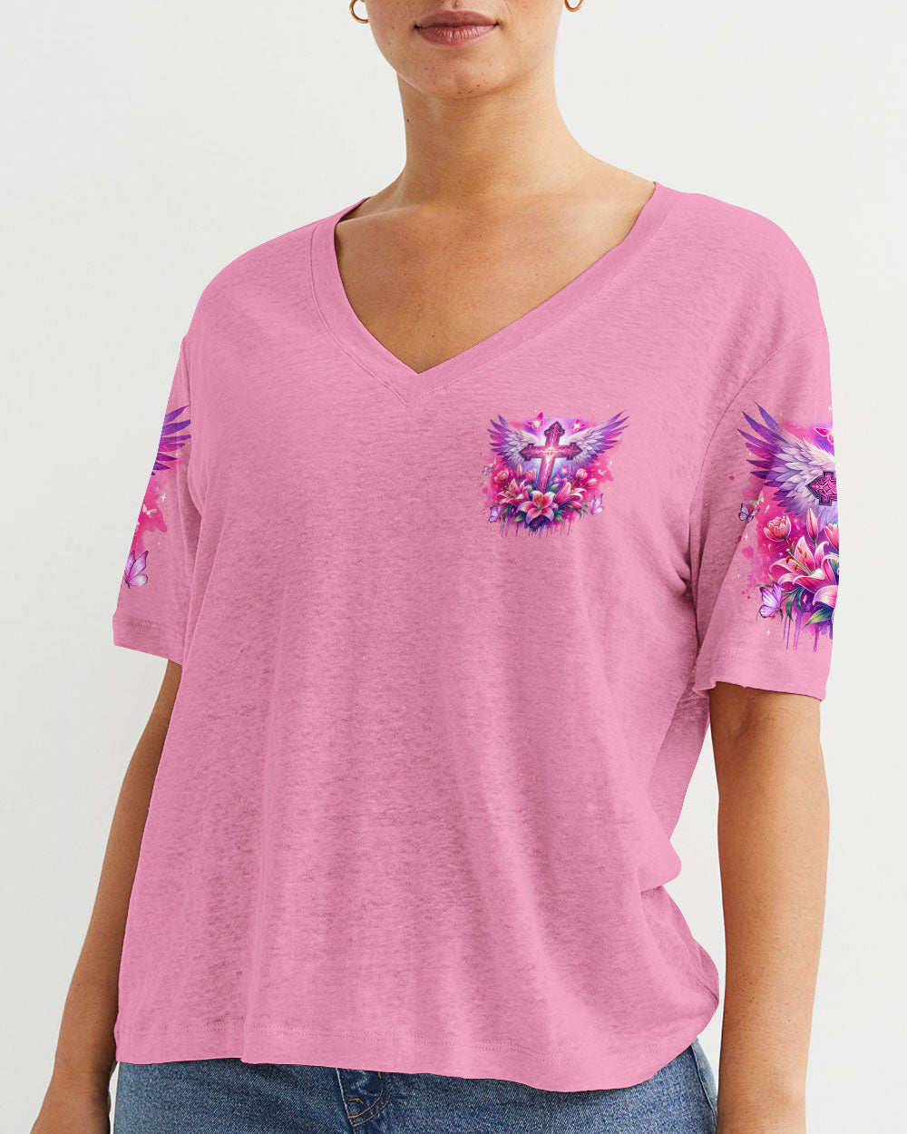 Behind Every Strong Woman There Is God Women's All Over Print Shirt - Tyqy1106241, easychoo.com