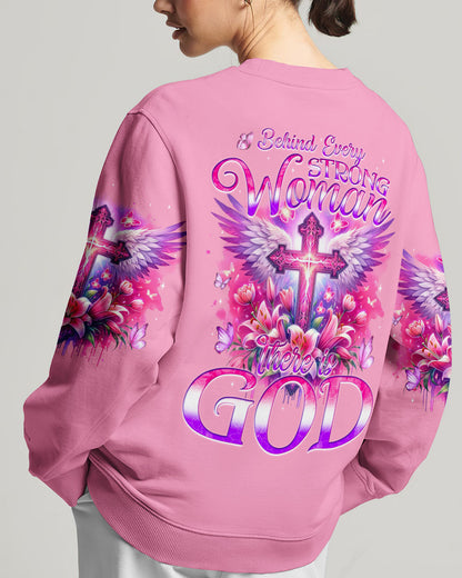 Behind Every Strong Woman There Is God Women's All Over Print Shirt - Tyqy1106241, easychoo.com
