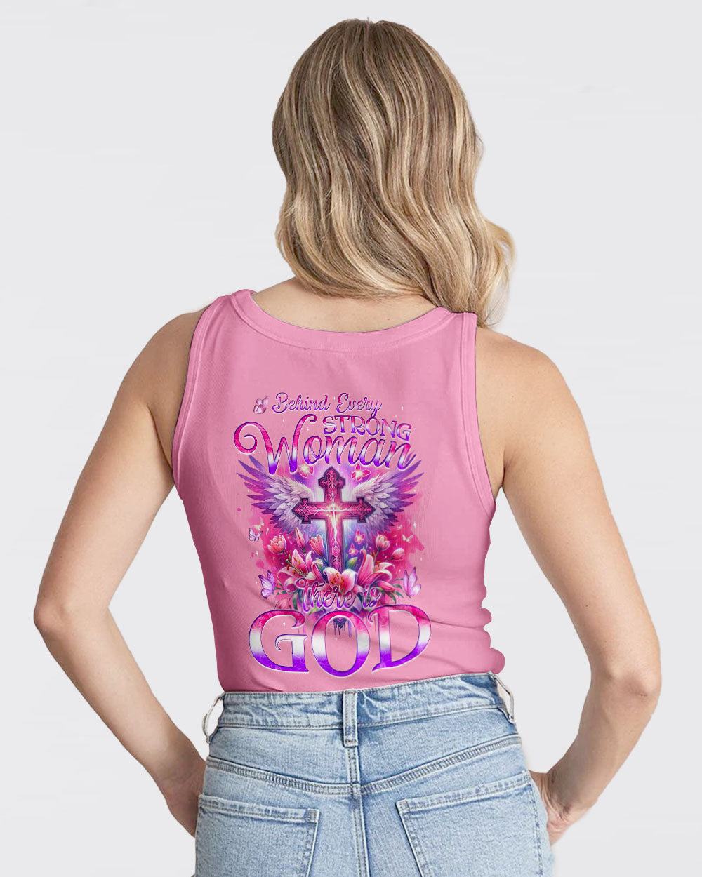 Behind Every Strong Woman There Is God Women's All Over Print Shirt - Tyqy1106241, easychoo.com