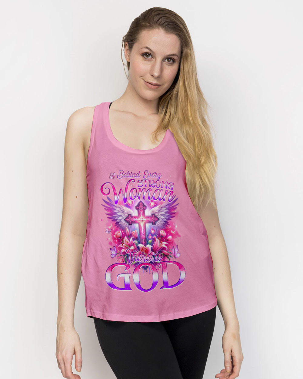 Behind Every Strong Woman There Is God Women's All Over Print Shirt - Tyqy1106241, easychoo.com