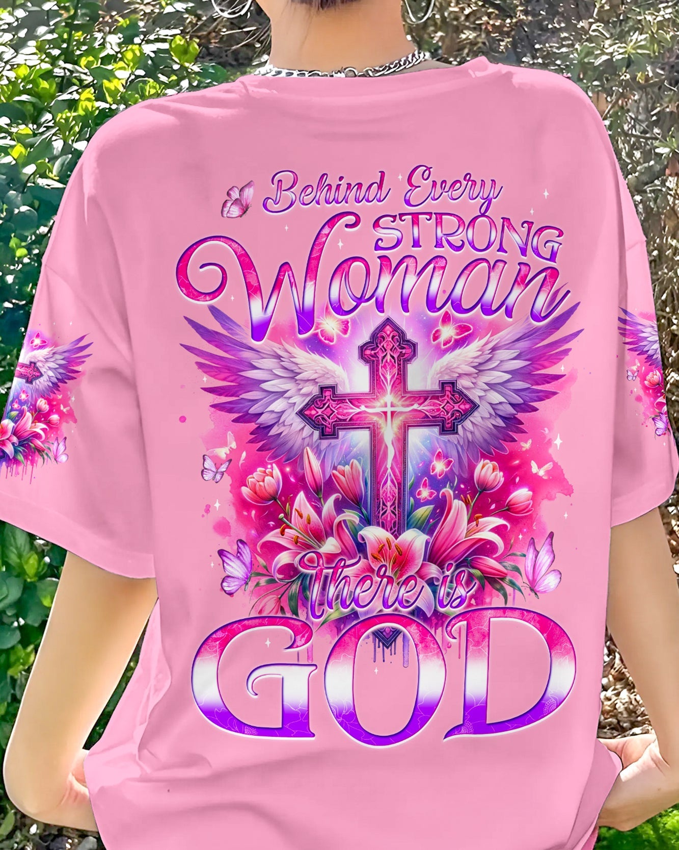 Behind Every Strong Woman There Is God Women's All Over Print Shirt - Tyqy1106241, easychoo.com