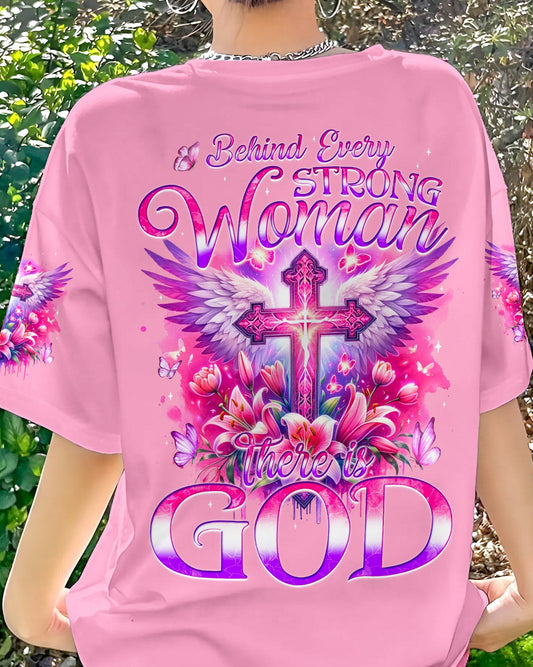 Behind Every Strong Woman There Is God Women's All Over Print Shirt - Tyqy1106241, easychoo.com
