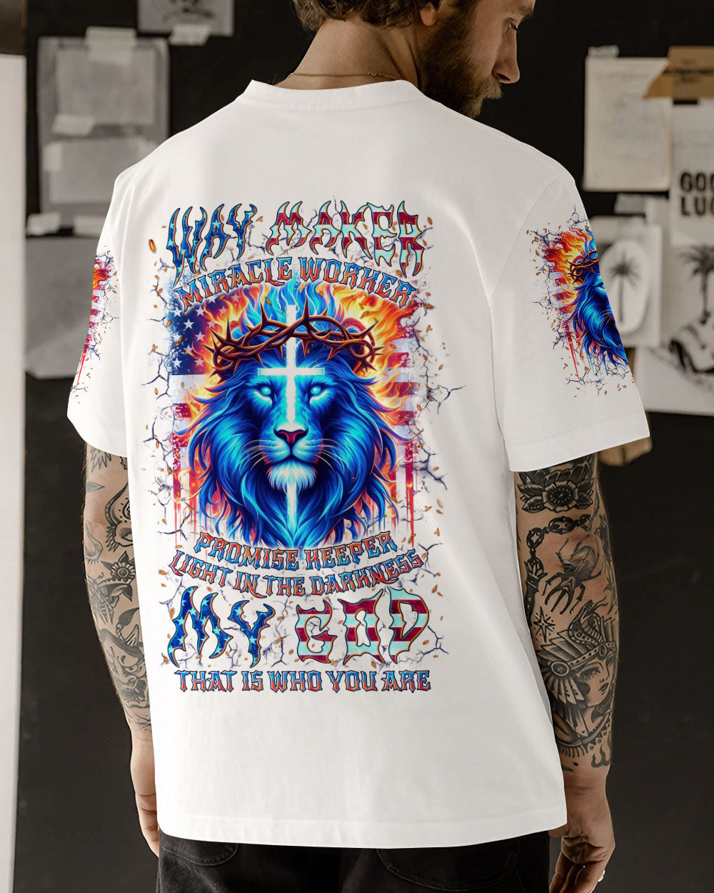 Way Maker Miracle Worker Cross Lion Men's All Over Print Shirt - Yhln0306244, easychoo.com