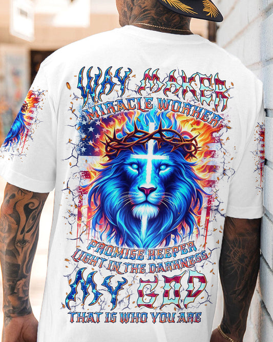 Way Maker Miracle Worker Cross Lion Men's All Over Print Shirt - Yhln0306244, easychoo.com