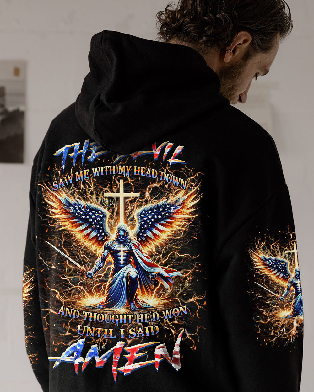 The Devil Caught Me With My Head Down Men's All Over Print Shirt - Yhhn0305243, easychoo.com