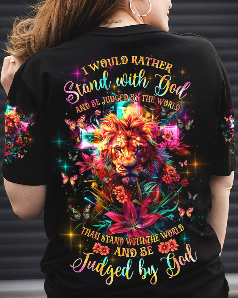 I Would Rather Stand With God Lion Lilies Women's All Over Print Shirt - Tlnz1304241, easychoo.com