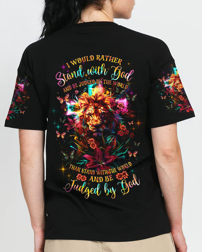 I Would Rather Stand With God Lion Lilies Women's All Over Print Shirt - Tlnz1304241, easychoo.com