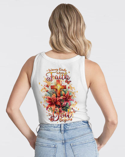 Worry Ends When Faith In God Begins Lilies Women's All Over Print Shirt - Tlnt2204244, easychoo.com