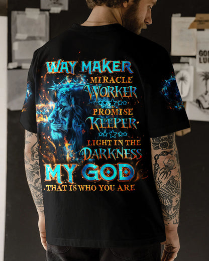 Way Maker Miracle Worker Cross Lion Men's All Over Print Shirt - Tlno1504244, easychoo.com