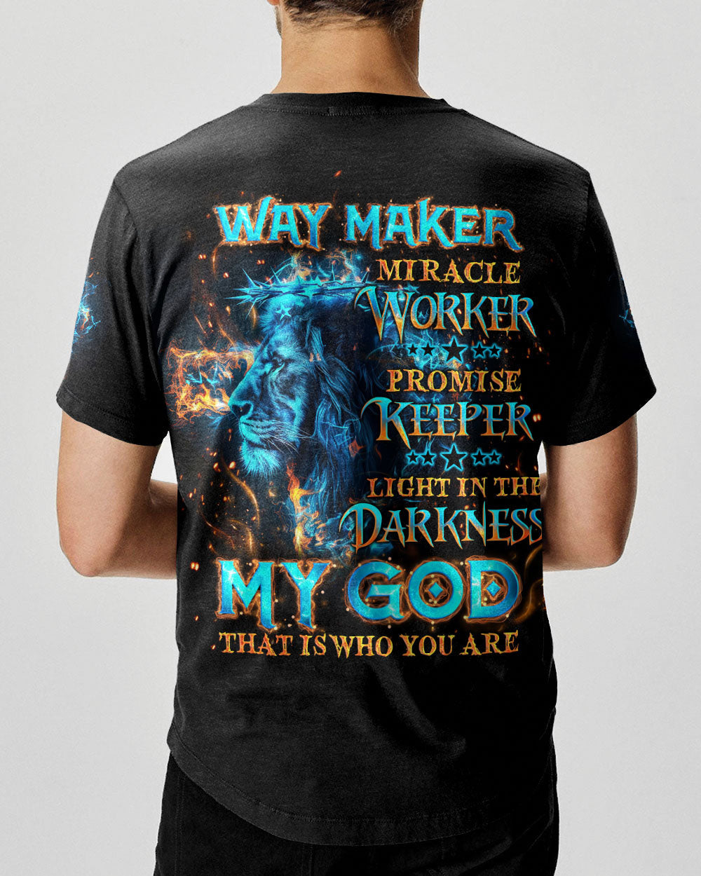 Way Maker Miracle Worker Cross Lion Men's All Over Print Shirt - Tlno1504244, easychoo.com