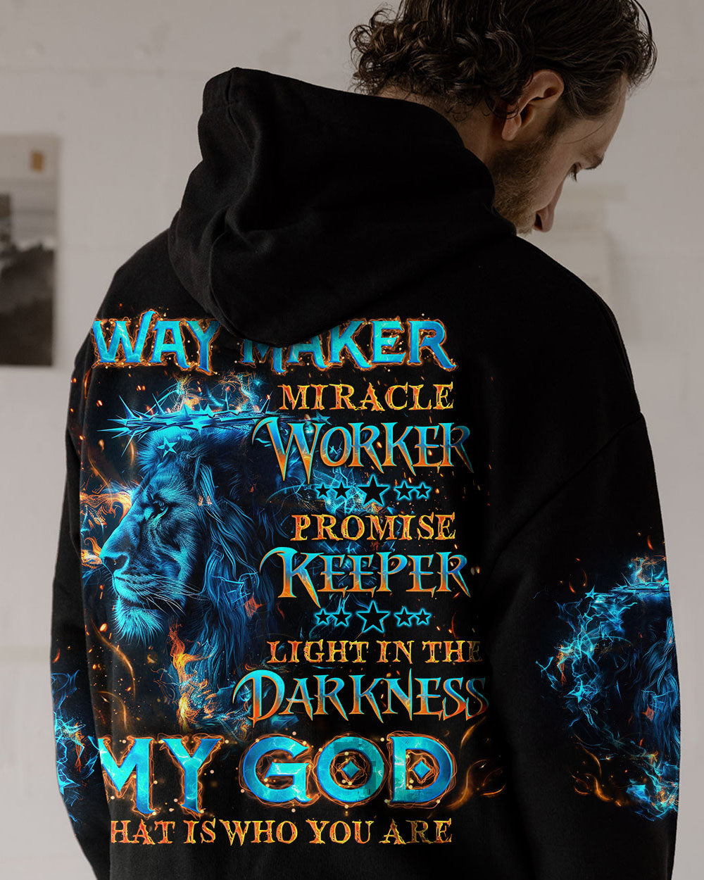 Way Maker Miracle Worker Cross Lion Men's All Over Print Shirt - Tlno1504244, easychoo.com