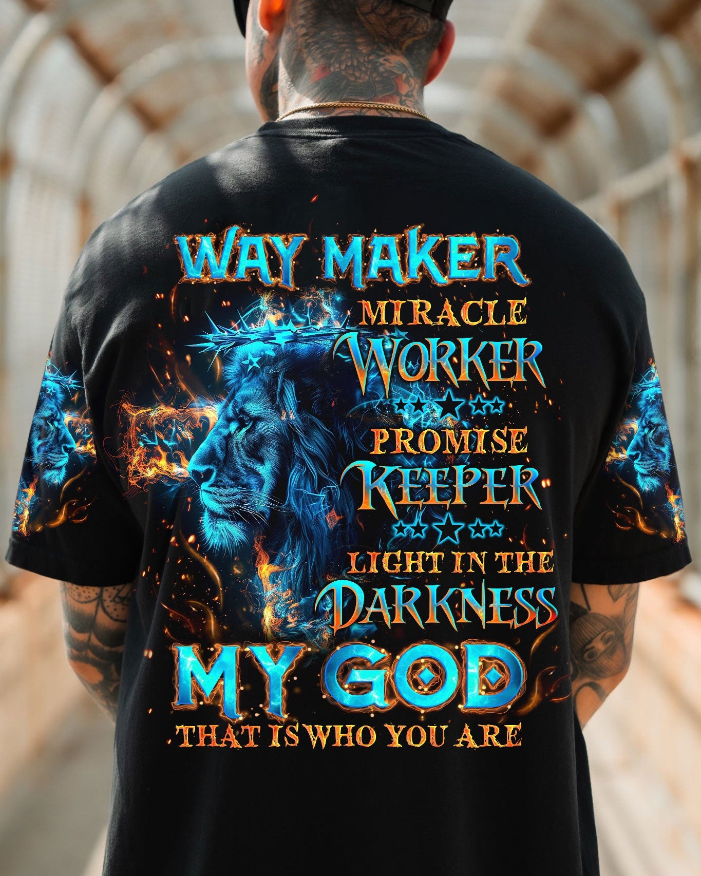 Way Maker Miracle Worker Cross Lion Men's All Over Print Shirt - Tlno1504244, easychoo.com