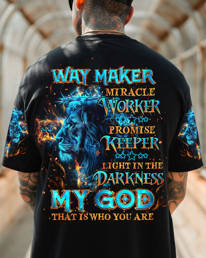 Way Maker Miracle Worker Cross Lion Men's All Over Print Shirt - Tlno1504244, easychoo.com