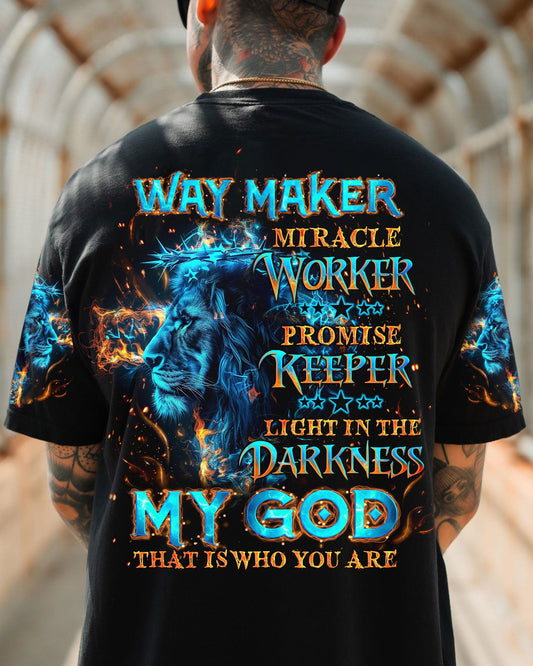 Way Maker Miracle Worker Cross Lion Men's All Over Print Shirt - Tlno1504244, easychoo.com