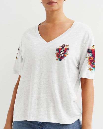 He Is Risen Flower Cross Women's All Over Print Shirt - Tltw2405244, easychoo.com