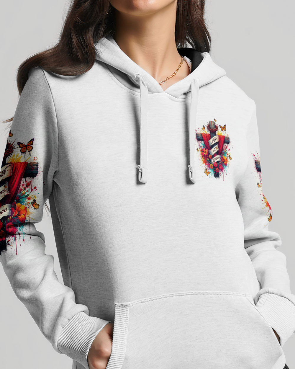 He Is Risen Flower Cross Women's All Over Print Shirt - Tltw2405244, easychoo.com