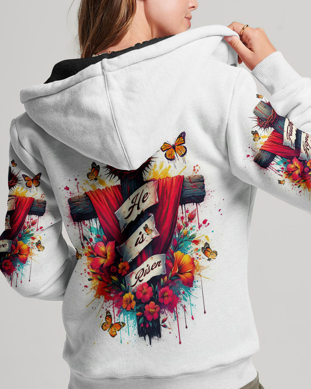 He Is Risen Flower Cross Women's All Over Print Shirt - Tltw2405244, easychoo.com