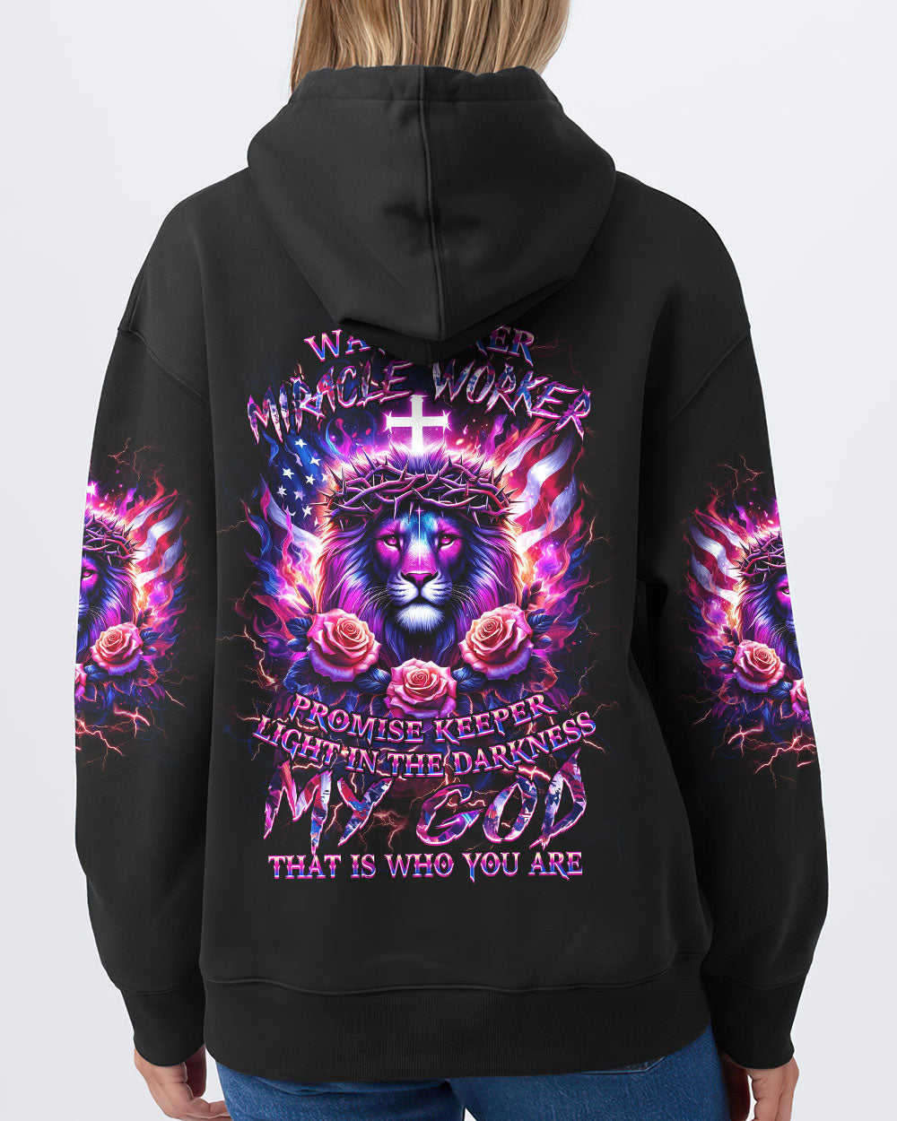 Way Maker Miracle Worker Cross Lion Women's All Over Print Shirt - Yhkd2205242, easychoo.com