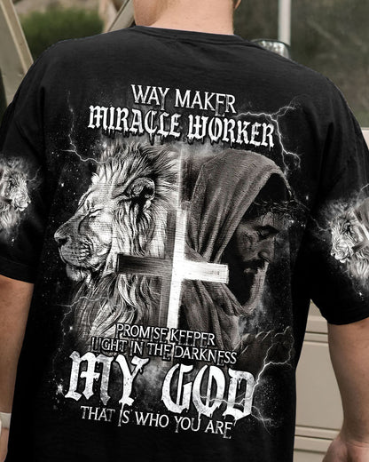 Way Maker Miracle Worker Cross Lion Men's All Over Print Shirt - Tlnt2005242, easychoo.com