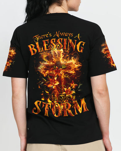 There's Always A Blessing In The Storm Women's All Over Print Shirt - Tyqy1504245, easychoo.com