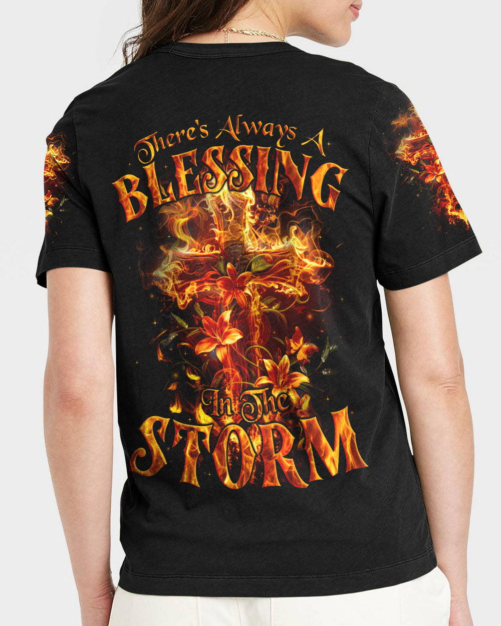There's Always A Blessing In The Storm Women's All Over Print Shirt - Tyqy1504245, easychoo.com