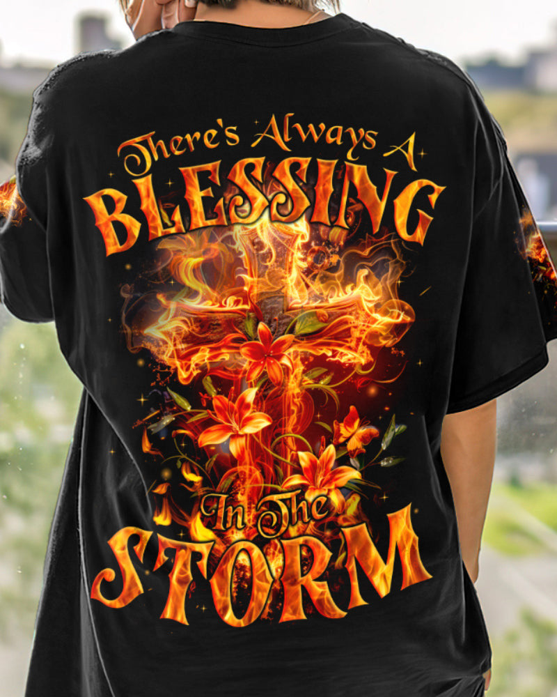 There's Always A Blessing In The Storm Women's All Over Print Shirt - Tyqy1504245, easychoo.com