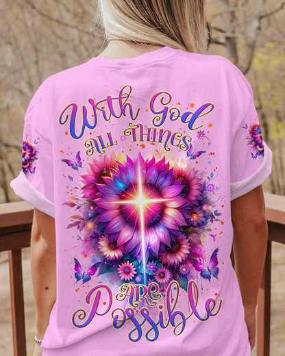With God All Things Are Possible Sunflower Women's All Over Print Shirt - Tlnz0912232, easychoo.com