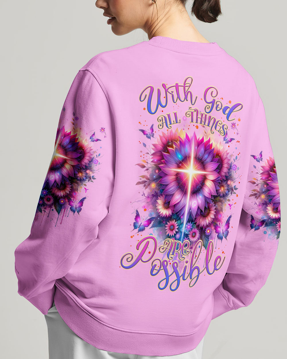 With God All Things Are Possible Sunflower Women's All Over Print Shirt - Tlnz0912232, easychoo.com