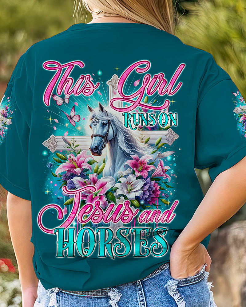 Runs On Jesus And Horses Women's All Over Print Shirt - Tyqy1612234, easychoo.com