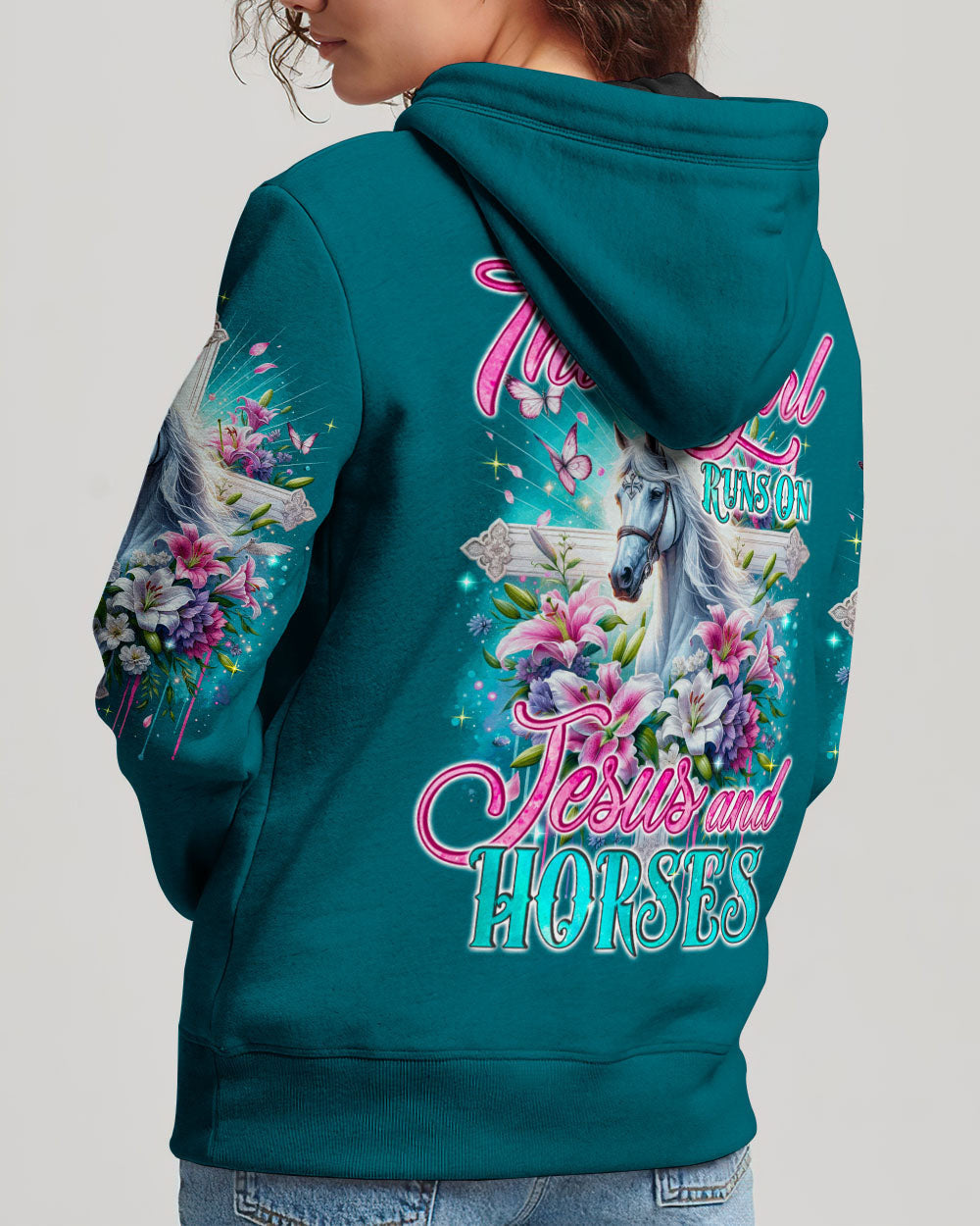 Runs On Jesus And Horses Women's All Over Print Shirt - Tyqy1612234, easychoo.com