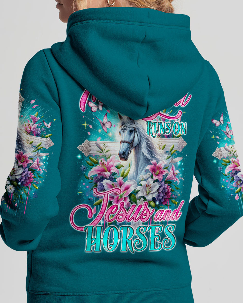 Runs On Jesus And Horses Women's All Over Print Shirt - Tyqy1612234, easychoo.com