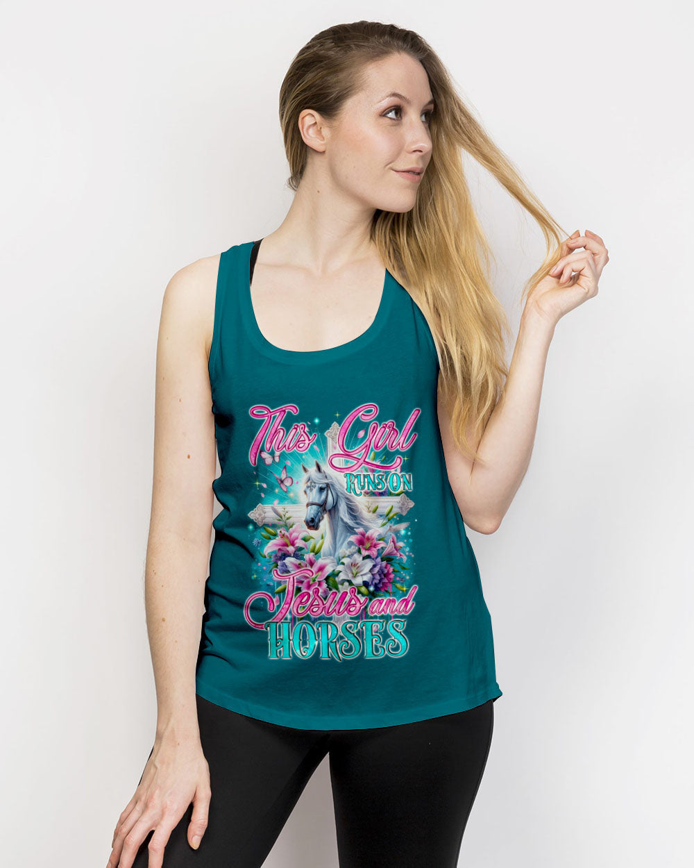 Runs On Jesus And Horses Women's All Over Print Shirt - Tyqy1612234, easychoo.com