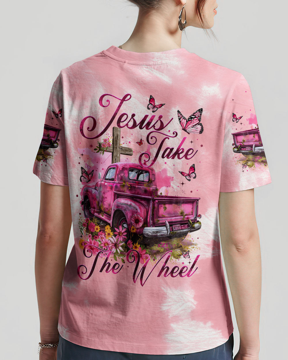 Jesus Take The Wheel Tie Dye Women's All Over Print Shirt - Tytm2902242, easychoo.com