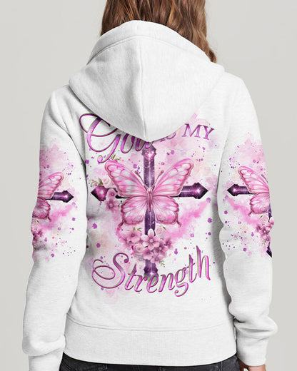 God Is My Strength Cross Butterfly Women's All Over Print Shirt - Yhkd2211231, easychoo.com