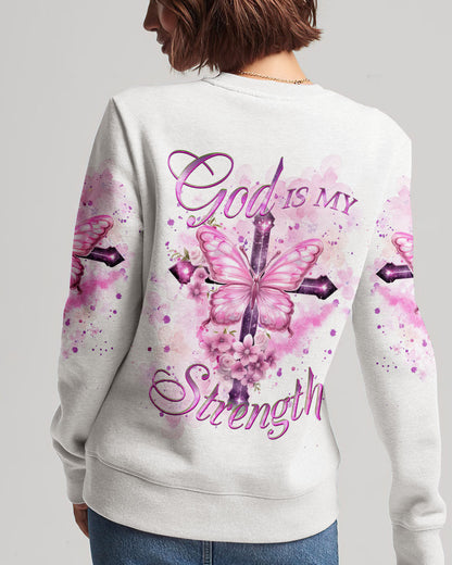 God Is My Strength Cross Butterfly Women's All Over Print Shirt - Yhkd2211231, easychoo.com