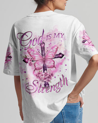 God Is My Strength Cross Butterfly Women's All Over Print Shirt - Yhkd2211231, easychoo.com