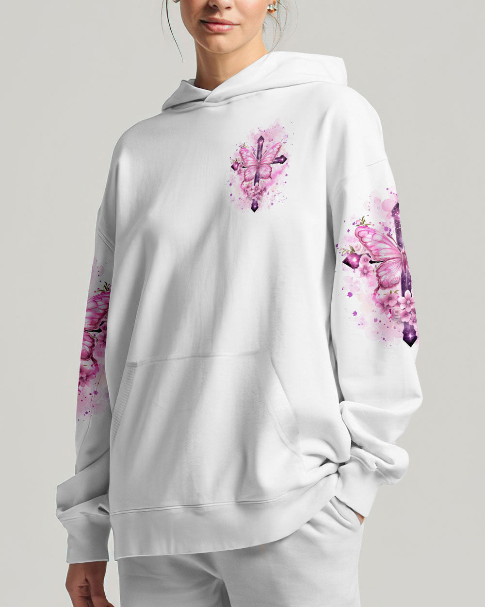 God Is My Strength Cross Butterfly Women's All Over Print Shirt - Yhkd2211231, easychoo.com