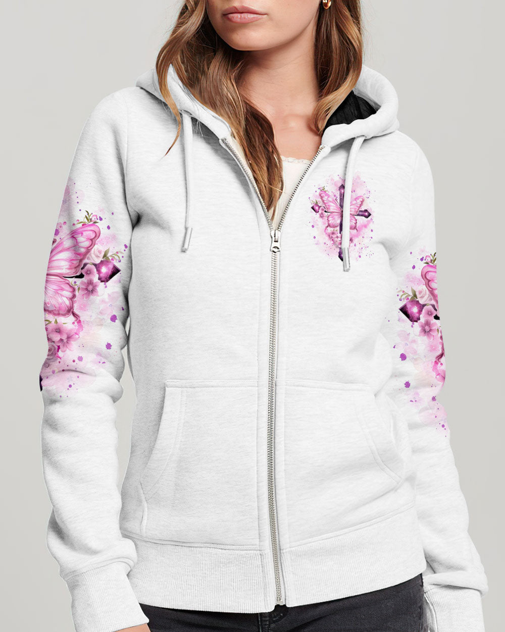 God Is My Strength Cross Butterfly Women's All Over Print Shirt - Yhkd2211231, easychoo.com