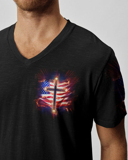 I Can Do All Things Through Christ Cross Flag Men's All Over Print Shirt - Tlno0801243, easychoo.com