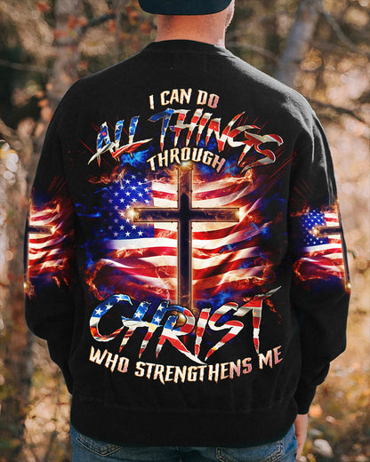 I Can Do All Things Through Christ Cross Flag Men's All Over Print Shirt - Tlno0801243, easychoo.com
