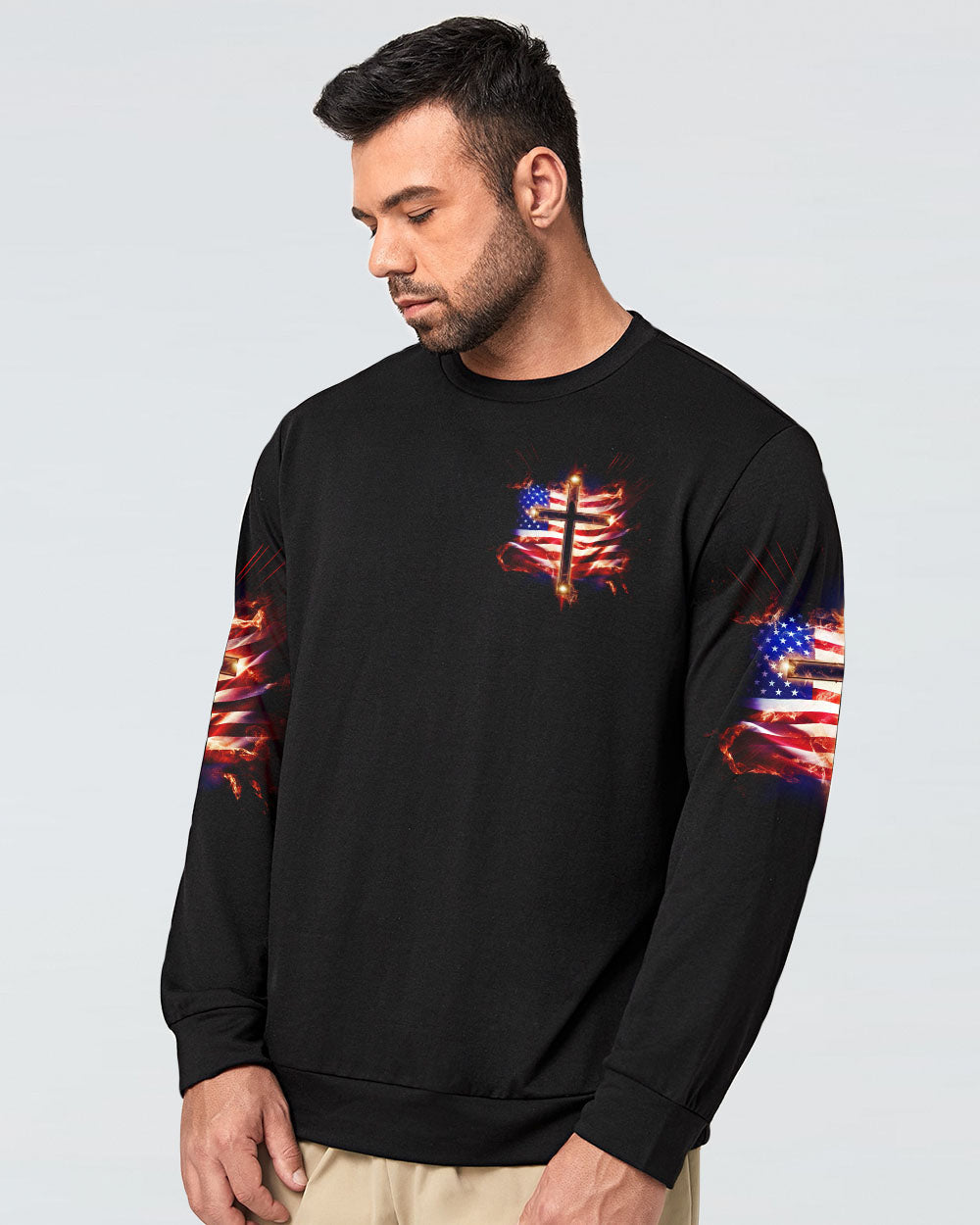 I Can Do All Things Through Christ Cross Flag Men's All Over Print Shirt - Tlno0801243, easychoo.com