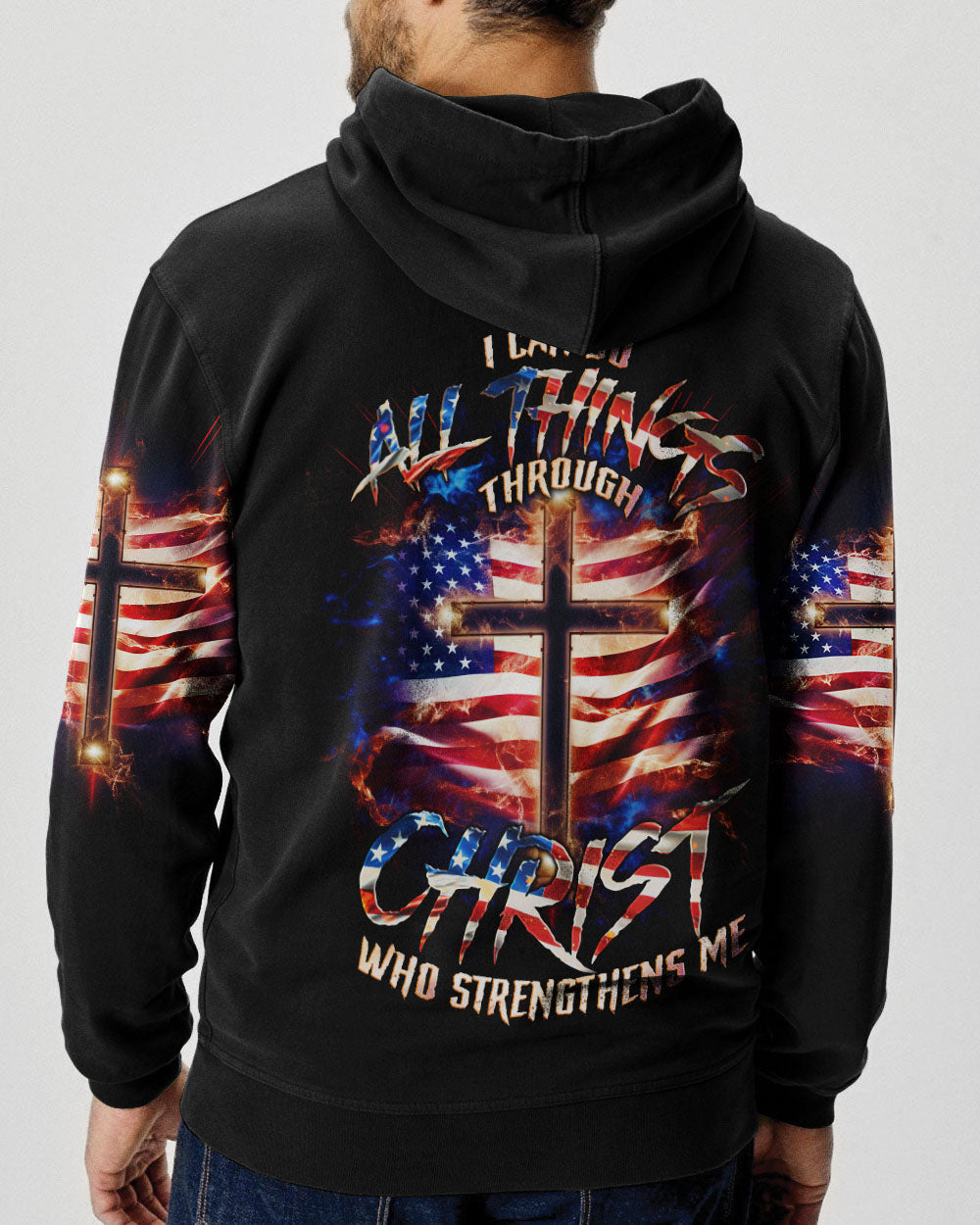 I Can Do All Things Through Christ Cross Flag Men's All Over Print Shirt - Tlno0801243, easychoo.com
