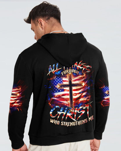 I Can Do All Things Through Christ Cross Flag Men's All Over Print Shirt - Tlno0801243, easychoo.com