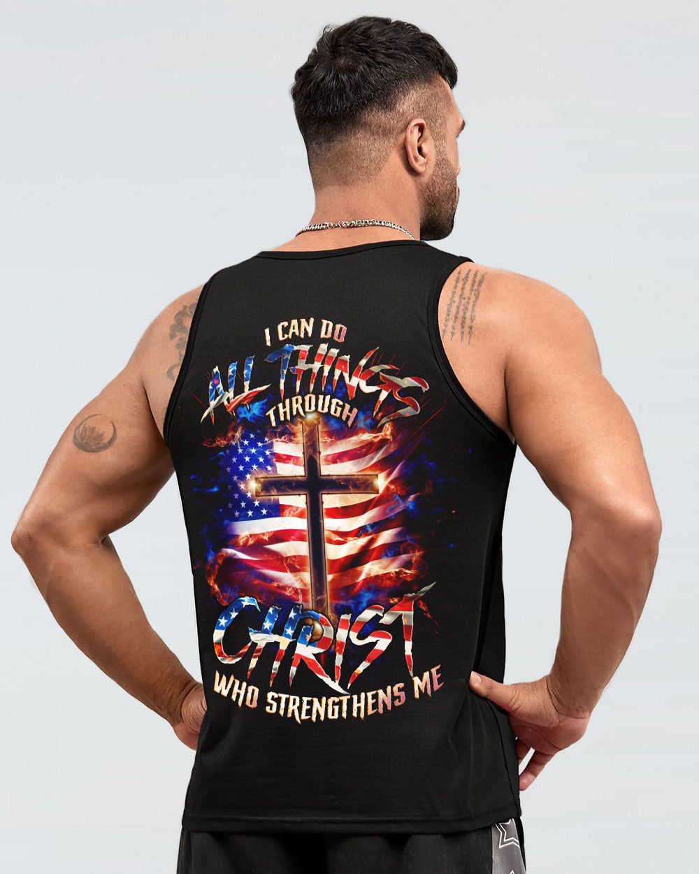 I Can Do All Things Through Christ Cross Flag Men's All Over Print Shirt - Tlno0801243, easychoo.com