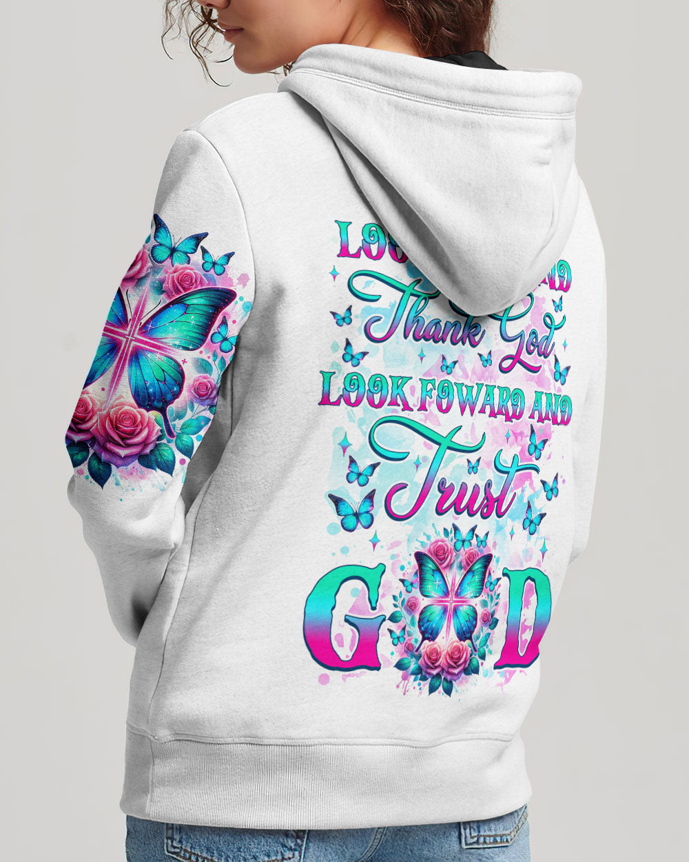 Look Back And Thank God Butterfly Women's All Over Print Shirt - Tlnz3101244, easychoo.com