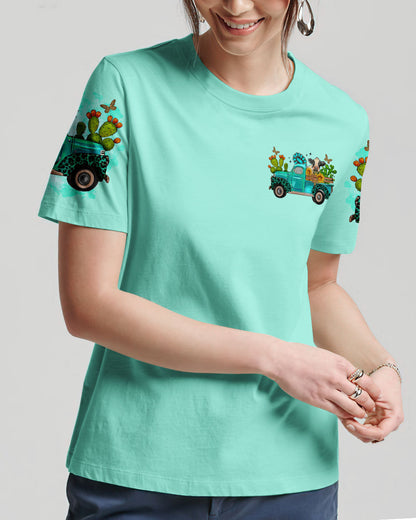 Living Life Somewhere Between Jesus Cow Truck Women's All Over Print Shirt - Tltr2203244, easychoo.com