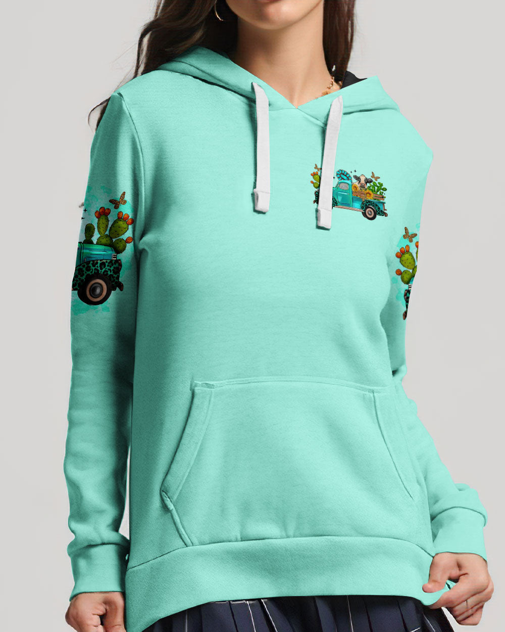 Living Life Somewhere Between Jesus Cow Truck Women's All Over Print Shirt - Tltr2203244, easychoo.com