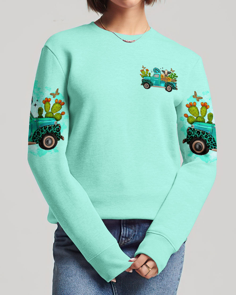 Living Life Somewhere Between Jesus Cow Truck Women's All Over Print Shirt - Tltr2203244, easychoo.com